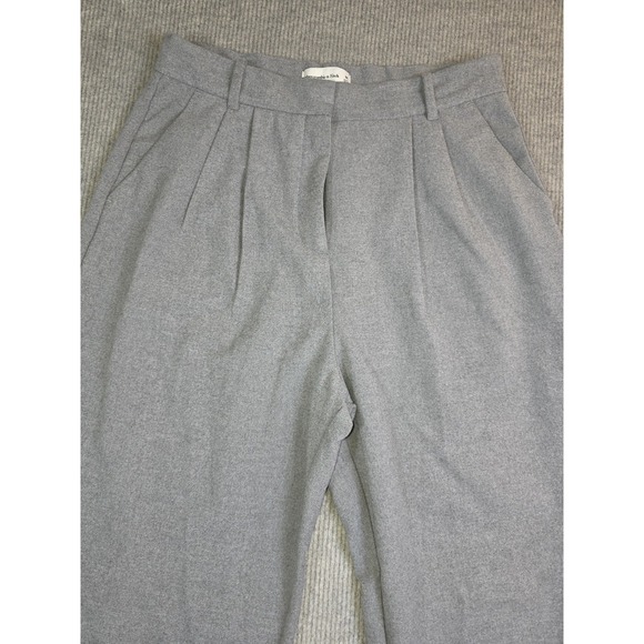 Abercrombie & Fitch Women's Blue Grey Pleated Wide Leg Trouser Pants Size M(2) - Picture 11 of 16